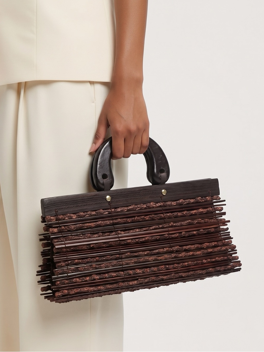 Artisan Bag | Dark Brown Statement Handbag | Natural Boho Purse